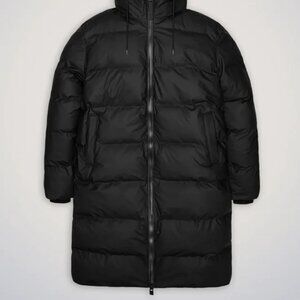 NWT Rains Black Long Puffer Jacket size Small